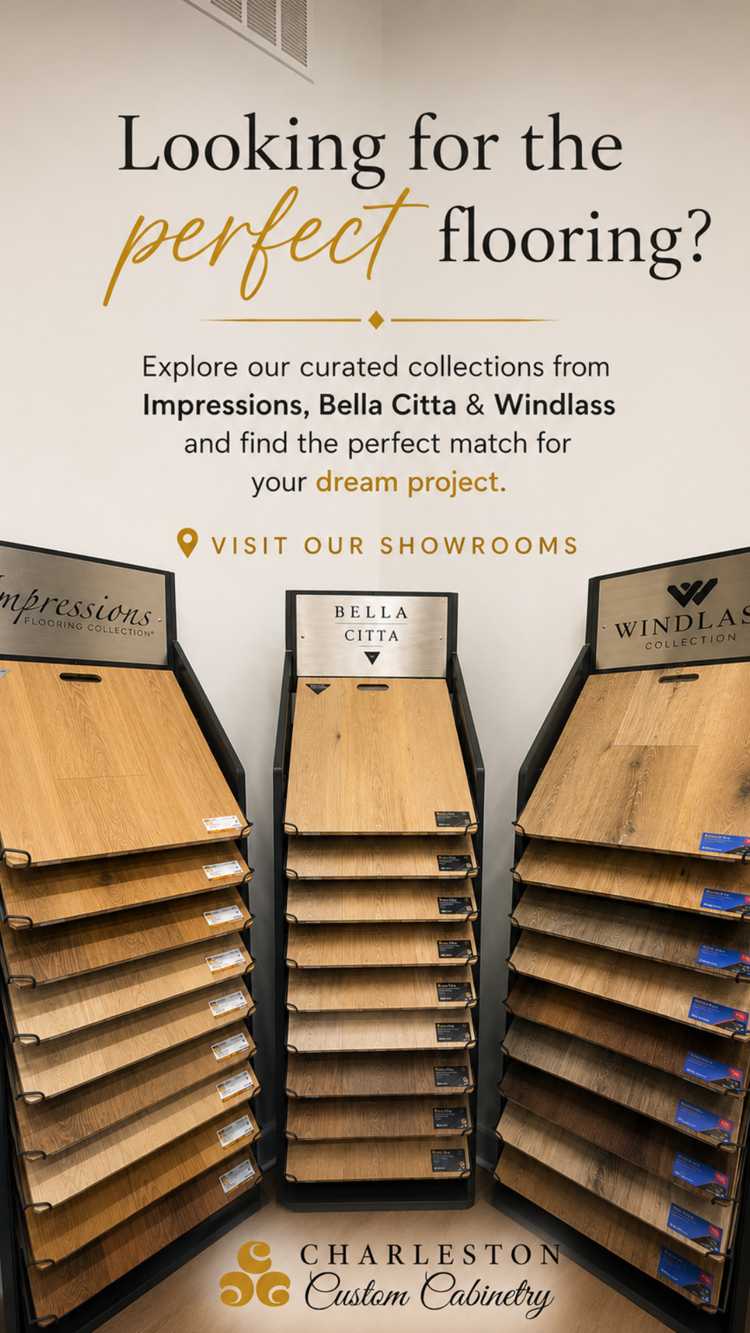 Looking for the perfect flooring? Explore our curated collections from Impressions, Bella Citta and Windlass.